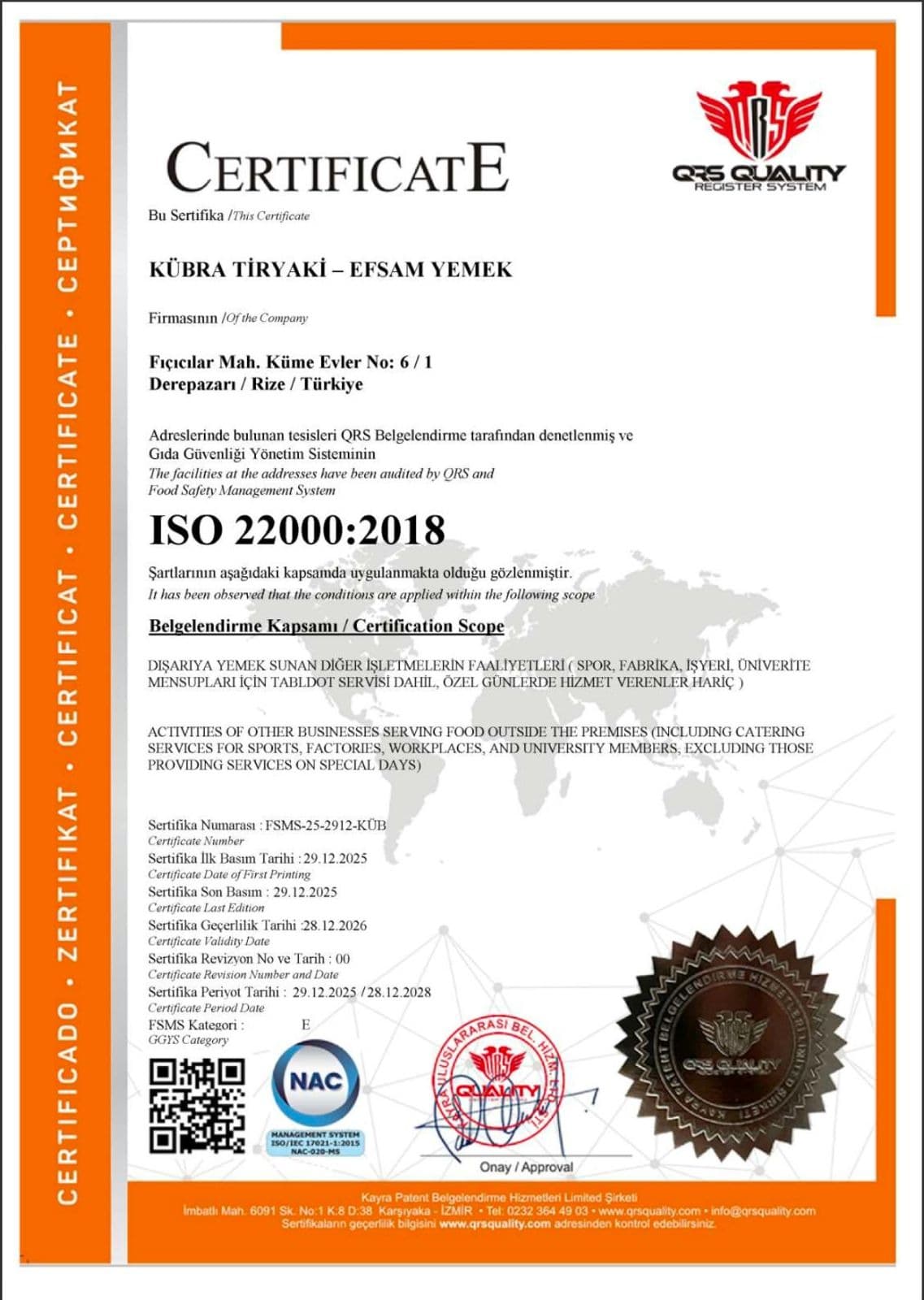 ISO 22000:2018 — QRS Belgelendirme